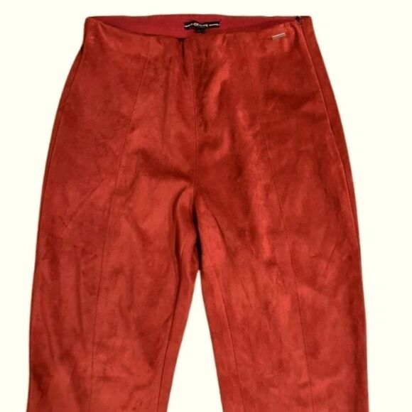 GUESS Women's Maya Faux Suede Leggings pants size L Bordeaux - Picture 13 of 15